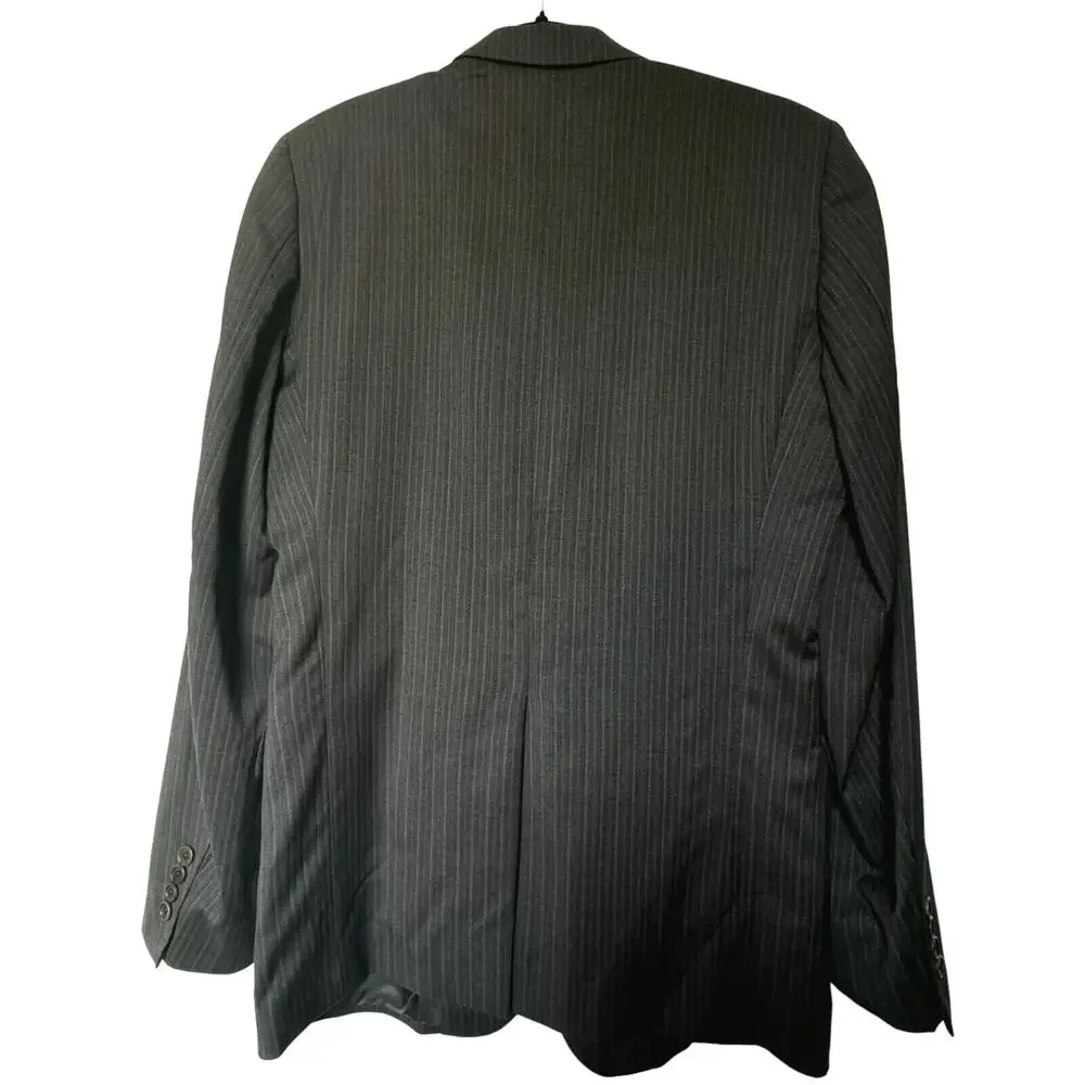 BROOKS BROTHERS Mens 43L Charcoal Gray Stripe Wool Blazer Suit Jacket 1818 Italy
